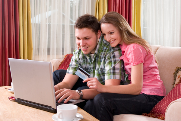 Couple Paying Their Water Bill Online