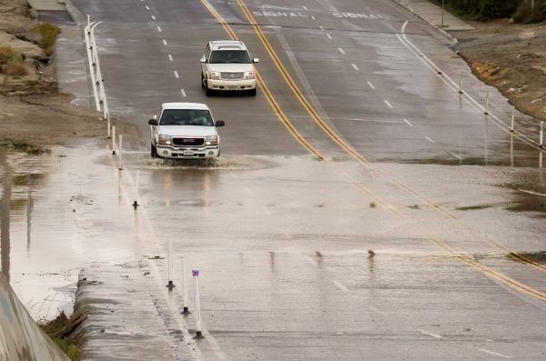 Car crossing flooding