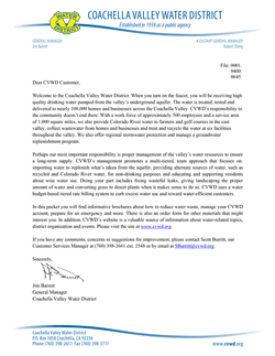 Welcome Letter from CVWD