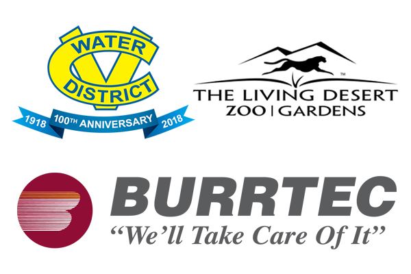 CVWD, The Living Desert and Burrtec logos